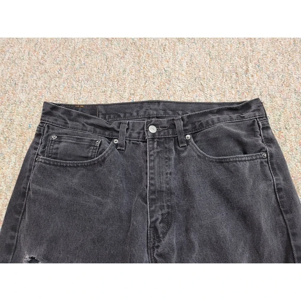 Levi's 505 Jeans Mens 36x30 Black Regular Fit Straight Leg Distressed Denim